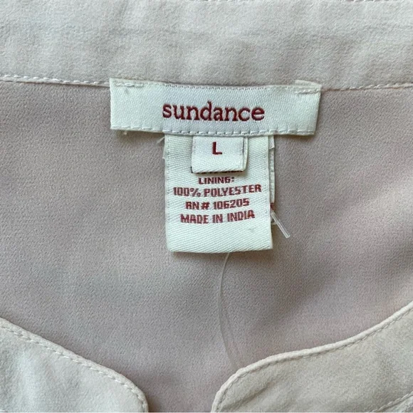 Sundance Embroidered Boho Silk Long Sleeve Peasant Blouse with Tie Neck - Picture 7 of 13